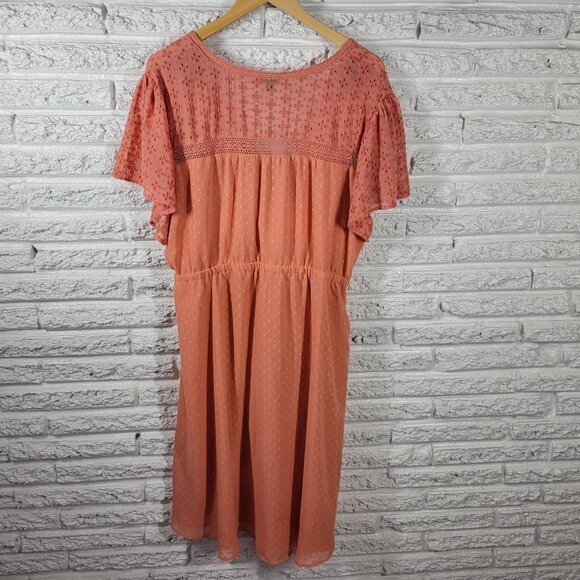 Torrid Womens Dress 3 3X Plus Sheath High Low Orange Swiss Dot ORA10E - Picture 6 of 12